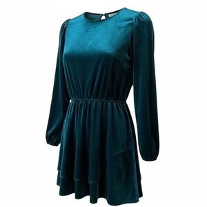 City Vibe Teal Velvet Dress Size XS
